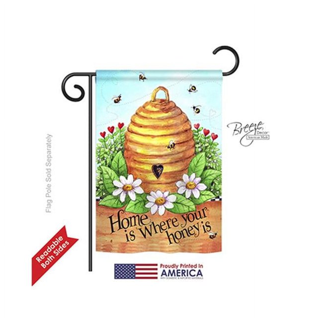Breeze Decor 54083 Ruche d'Abeille Maison Drapeau de Jardin Impression Recto-Verso - 13 x 18,5 Po.