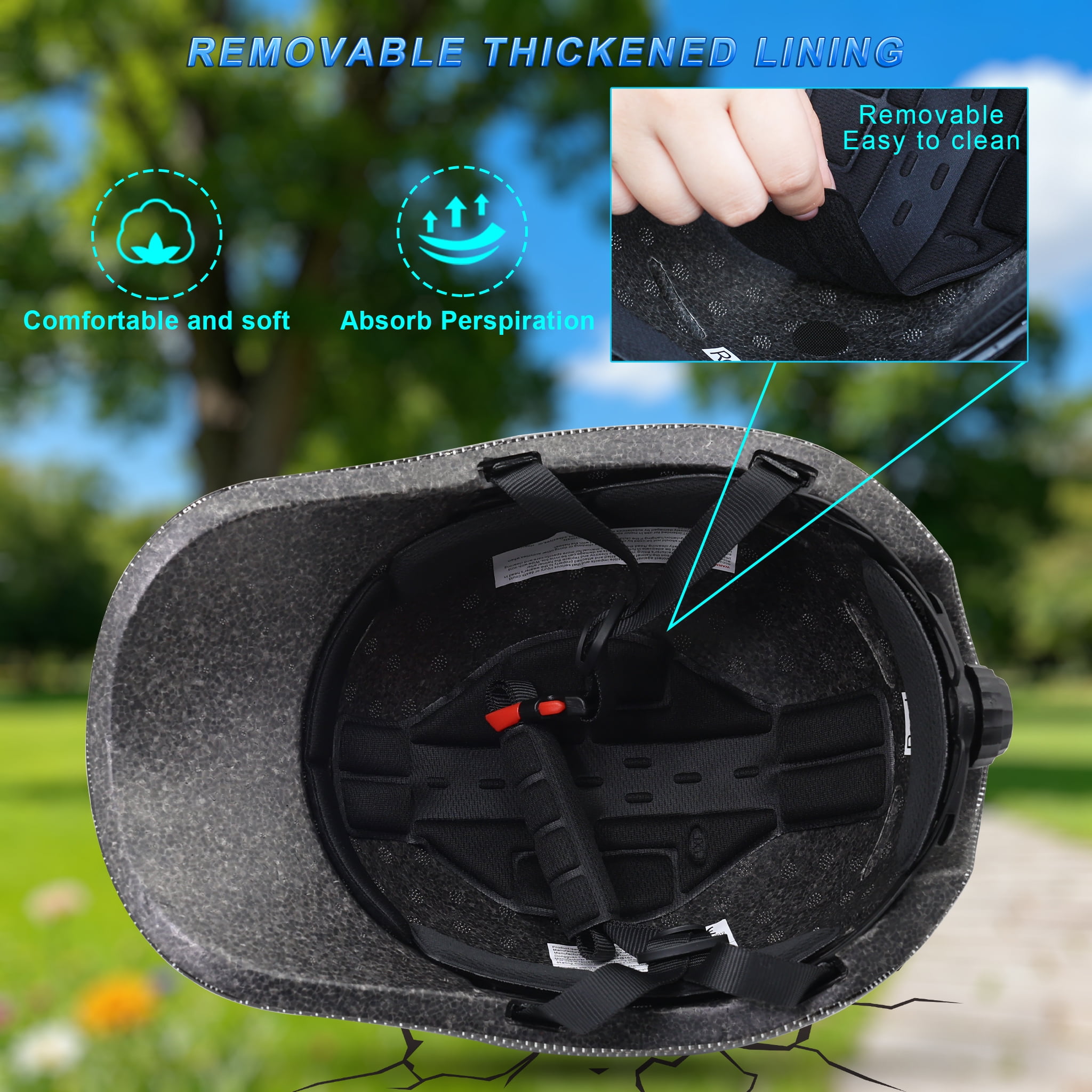 Adult bicycle helmet, unisex - comfortable, lightweight, adjustable baseball cap style cycling helmet, suitable for urban commuting, road cycling, rollerblading, and scooter riding.