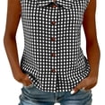 thumbnail image 7 of Women Gingham Button Down Slim Sleeveless Blouse Plaid Top Summer Henley Neck Tank Vest Spring Summer Clothes, 7 of 7