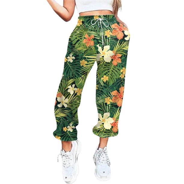 Pantalones de chándal Gibobby Pantalones de mezclilla mujer Estampado informal Verde S