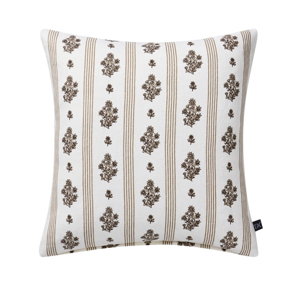 My Texas House 18" x 18" Brown Floral Stripe Decorative Pillow Cover