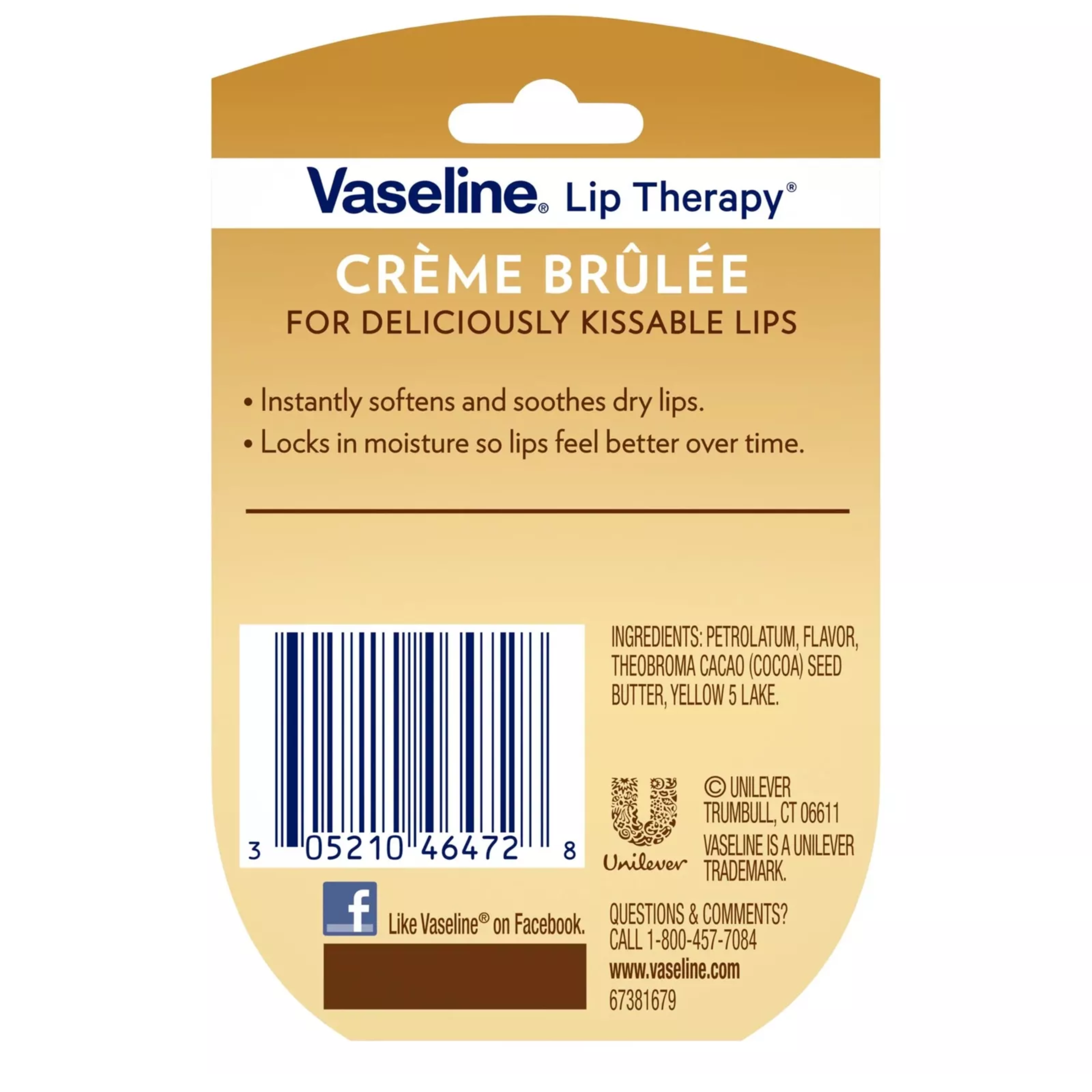 Vaseline Lip Therapy Lip Balm Creme Brulee Effective Healing  For Delicious Kissable Lips On The Go Anywhere 0.25 Oz. Pack Of 8 CASE