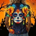 thumbnail image 7 of Jsaierl Womens Halloween Shirts Cute Witch Graphic Tees Vintage Work V Neck T-Shirts Short Sleeve Dressy Casual Blouse Tops Halloween Party Supplies,Sizes S-2XL, 7 of 7