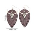 thumbnail image 3 of Edgy Oxhead Shape Earrings With PU Leather Detail Alloy Metal Lightweight Gothic Accessory Gift for Women, 3 of 9