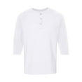thumbnail image 3 of T Shirts for Man Casual Henley Neck Long Sleeve Button Down Tops Comfortable Loose Fit Solid Color Relaxation Men's Shirts White XXL, 3 of 6