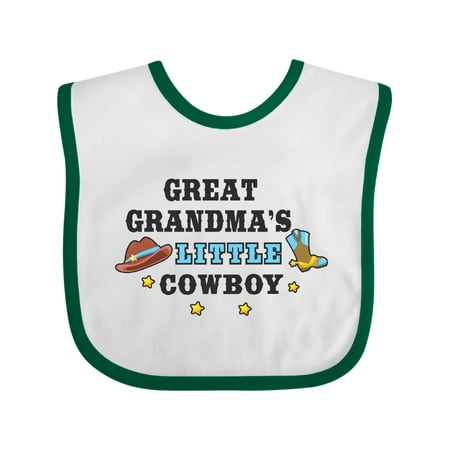 

Inktastic Great Grandmas Little Cowboy with Cowboy Hat and Boots Boys Baby Bib