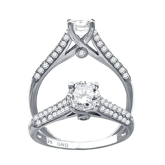 925 Sterling Silver Cubic Zirconia Womens Anniversary Promise Wedding Band Engagement Ring 6x3mm Wide Size 7 Promise Rin