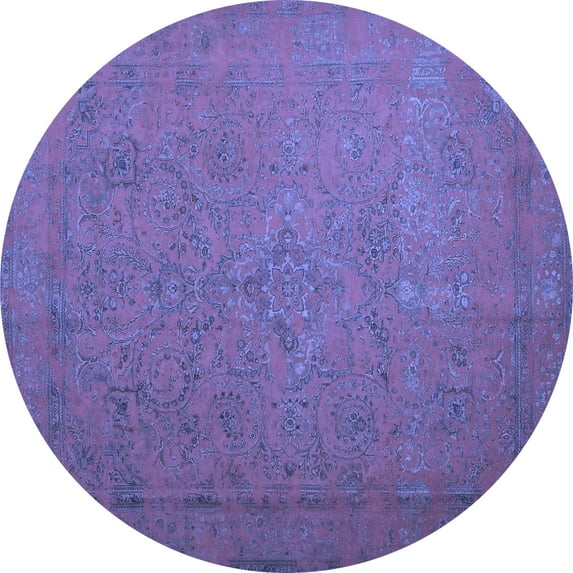 Ahgly Company Machine Washable Indoor Round Persian Blue Bohemian Area Rugs, 3' Round