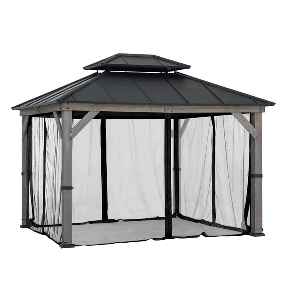 Sunjoy Replacement Mosquito Netting Panles,Waterproof 4-Panel Screen Walls for 10 x 12 ft  Gazebo, Patio & Backyard Protection