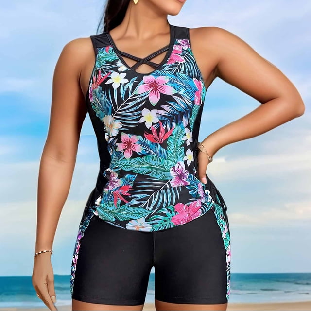 Acyse 2025 Womens Bikinis Clearance Juniors Swimsuit Split Swimsuit Bikini Sleeveless Swimsuit Fringe Beach Shorts Swim Trunks Two-piece Set