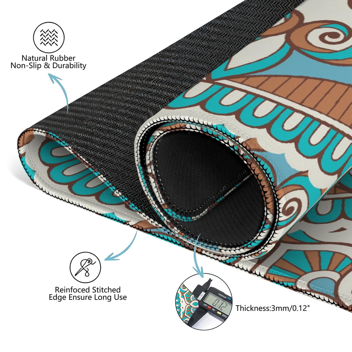 Mandala Mahjong Mat for Table, 31.5*31.5in Anti Slip American Mahjong Table Cloth, Noise Reduction, Neoprene Mah jongg Mat with Carrying Bag & 3 Dices, Mahjong Accessories Gift, Board Tile Games Mats