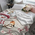 thumbnail image 3 of Christmas Snowman Throw Flannel Blanket 32x48In Bird Snowflake Winter Pink Linen Texture Super Soft Cozy Bed Blanket, Lightweight Plush Fuzzy Bed Throw for Bedroom Sofa Couch Living Room, 3 of 4