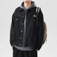 thumbnail image 2 of Chaquetas de mezclilla para hombre, abrigo vaquero japonés de hombros anchos para hombre, ropa popular coreana negra de carga, estilo coreano elástico de marca G, 2 of 5