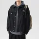 thumbnail image 2 of Chaquetas de mezclilla para hombre, abrigo vaquero japonés de hombros anchos para hombre, ropa popular coreana negra de carga, estilo coreano elástico de marca G, 2 of 4