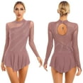 thumbnail image 7 of SiiRoh Women's Figure Ice Skating Dress Sparkly Rhinestones Long Sleeve Ballet Lyrical Dance Leotard Dusty Pink L, 7 of 7
