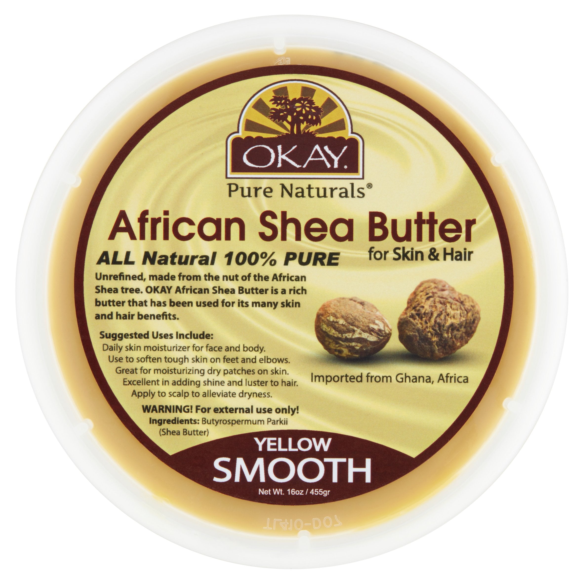 OKAY Shea Butter White Smooth All Natural, 100% Pure- Refined- Daily Skin  Moisturizer For Face & Body- Softens Tough Skin- Moisturizes Dry Skin-Alleviates  Scalp Dryness 16Oz. 