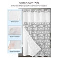 thumbnail image 2 of No Hook Cloth Fabric Shower Curtain with Snap in Liner, Gray Leaves Waterproof Shower Curtains Set with See Through Top Window, Vintage Farmhouse Pastoral Aesthetic Plants Bath Curtains 72"x96", 2 of 6