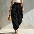 thumbnail image 2 of Aezemi Womens Ruffle Elastic Waist Trousers Fashion Comfy Pull on Summer Joggers Summer Walking Daily Casual Spring Pants with Pockets M, 2 of 9