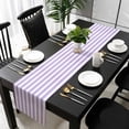 thumbnail image 3 of Purple Striped Table Runner 72 Inches Long, Modern Farmhouse Purple White Stripes Kitchen Coffee Dining Table Decoration for Home Party Birthday Wedding Home Decor 14x72 Inches, 3 of 8