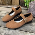 thumbnail image 5 of Nestiefly Ballet Flats for Women Round Toe Mary Jane Shoes Comfortable Dressy Women Flats Adjustable Straps Slip On Shoes Brown Wide 7, 5 of 9