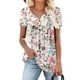 thumbnail image 4 of Puntoco Túnica De Verano Para Mujer, Cuello Redondo, Camisetas Con Estampado Floral, Blusa Casual De Manga Corta, Tops Plisados Con Dobladillo Con Volantes Puntoco Puntoco-1639, 4 of 8