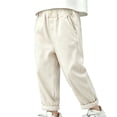 thumbnail image 2 of HAOTAGS Boys School Pants (1-10) Elastic Waist Pocket Casual Cotton Sports Pants White Size 3T, 2 of 6