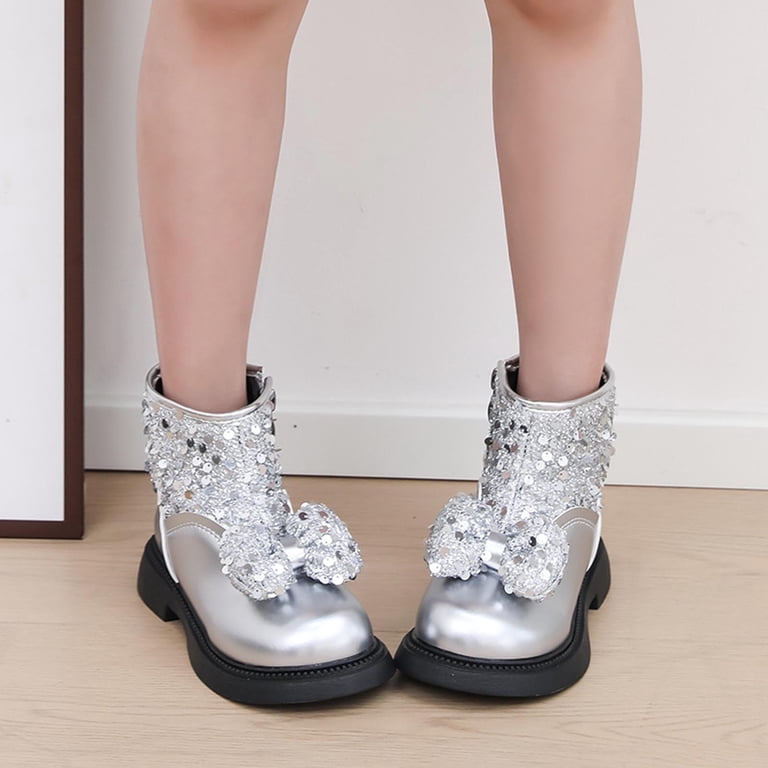 DxhmoneyHX Girls Boots Fashion Solid Glitter Dress Shoes Fall Winter  Lightweight Lace Up Side Zipper Ankle Boots High Top Sneakers Size 36 -  Walmart.com