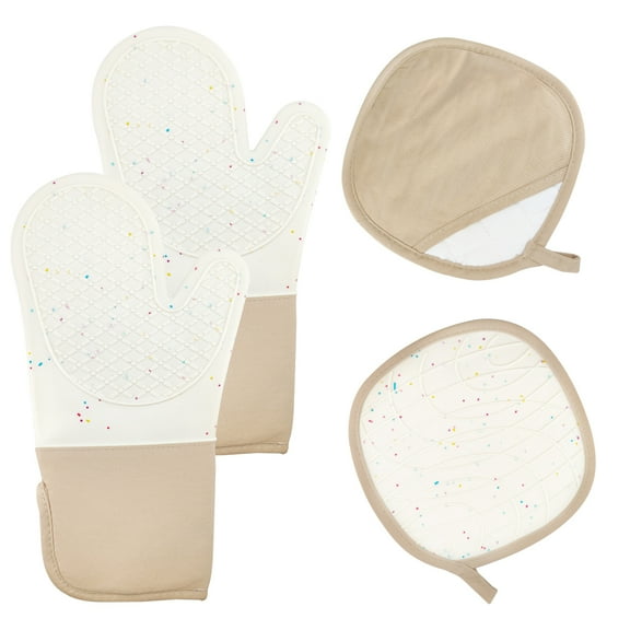 Cooking Mittens,Oven Mittens for Kitchen,Oven Gloves for Kitchen,Non-Slip Grip,Washable Silicone Oven Mitts Heat Resistant 500°F, Cooking Baking