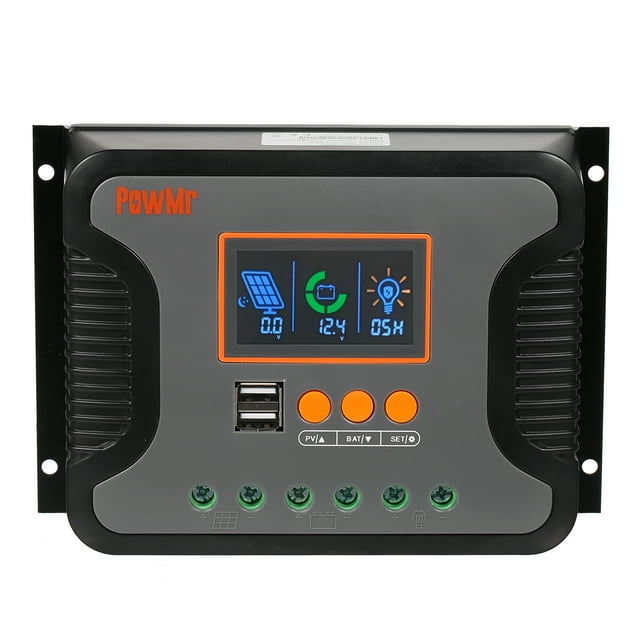 Controlador de energía Solar 80A, controlador de carga de batería PWM, controlador de carga Solar de batería de litio de 12V-48V con