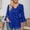 Blue, variant on Womens Sparkly Sequin Tops 3/4 Sleeve V-Neck Glitter Party Dressy Blouse (RD2 S)