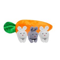Easter Bunny Stuffed Animal Hide-and-Seek Three Bunnies in Carrot Pouch Easter Bunny Plush Hidden Bunny Rabbit Doll Zip Up Carrot Bunny Purse Easter Toy for Kids