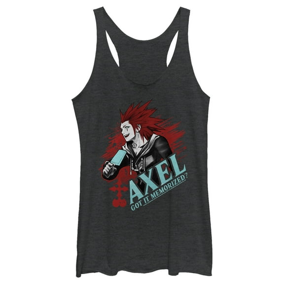 Women's Kingdom Hearts Chain of Memories Axel, Got It Memorized Racerback Tank Top Black Heather Small