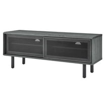 Media TV Stand Console Table, Dark Grey Gray, Wood, Metal, Industrial Living Room Lounge Cafe Lobby Hospitality Restaurant, Modern HB34571