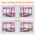 thumbnail image 4 of ARICOEASY Twin Over Twin Metal Bunk Beds with Removable Desk & Ladder, Metal Bed with Safety Guardrail,Ladder,Space Saving, Pink, 4 of 9