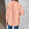 thumbnail image 4 of ShomPort Womens Button Up Tshirts Cotton Long Sleeve Pleated Pocket Shirts Solid Color Lapel Classic Casual Blouses, 4 of 6