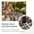 thumbnail image 4 of Round Outdoor Tablecloth with Umbrella Hole and Zipper, Farmhouse Tablecloth with Elastic Waterproof, Vintage Country Texas Star Plaid Wooden Grain Patio Table Covers for 31" - 35" Pool Tables, 4 of 9