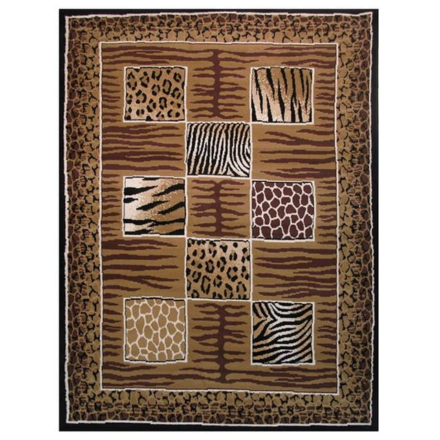 LA Rug 12-009 Black 5.3 x 7 ft. Rectangle Olympic Area Rug Zebra Leopard - Black
