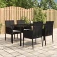 thumbnail image 1 of vidaXL 5 Piece Garden Dining Set with Cushions Black Poly Rattan, 1 of 5