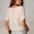 thumbnail image 4 of Stichou Women's Summer Crochet Tops Half Sleeve Knit Sweater Hollow Out 2026 Beach Vacation Clothes Casual Spring Outfits White XL, 4 of 4