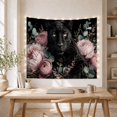 thumbnail image 5 of Black Panther with Lush Pink Peonies Against Deep Black Moody Botanical Illustration for Animal Lovers, Nature Wall Art, Housewarming Gift Tapestry Wall Hanging for Bedroom and Living Room, 5 of 7
