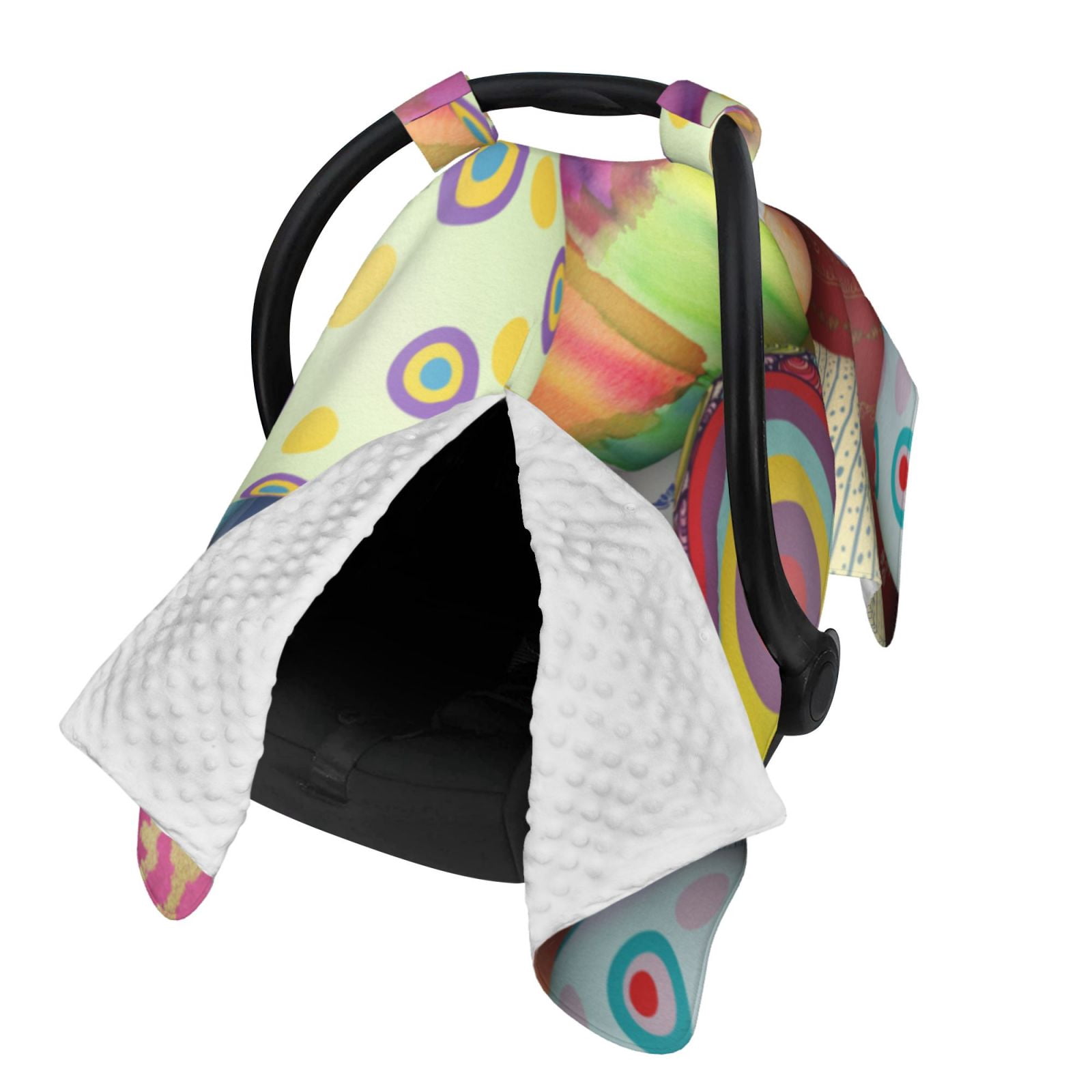 Naloa Colorful Easter Eggs Baby Car Seat Cover, Breathable Baby Carrier Cover, Multiuse Baby Carrier Cover & Nursing Breastfeeding Cover