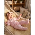 thumbnail image 4 of Svuitmsl Premium Newborn Baby Girl Hospital Going Home Outfit Spring Fall Winter Clothes Plaid Gingham Footed Romper Long Sleeve Ruffled Zipper Footie Jumpsuit with Headband, 4 of 9