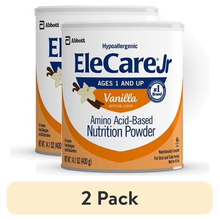 (2 pack) EleCare Jr Amino Acid-Based Nutrition Powder, Vanilla, 14.1-oz Can