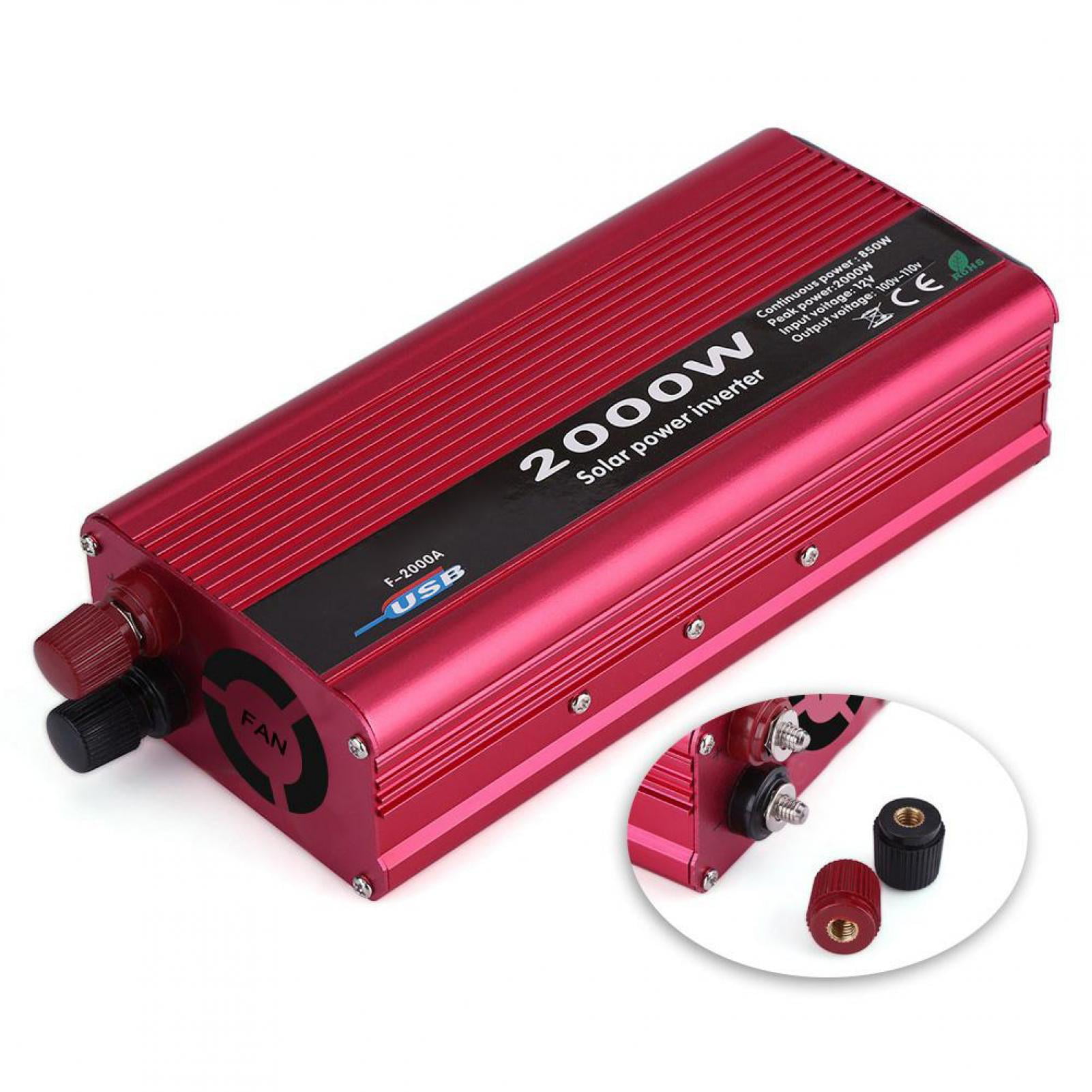 2000W Car Converter Power Inverter DC 12V to AC 110V invertor with USB Charger 