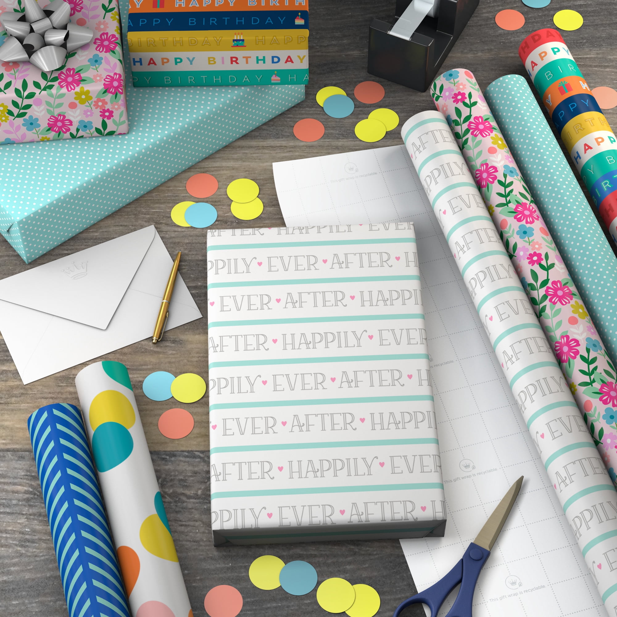 Hallmark 6-Pack Assorted Wrapping Paper Roll Bundle (Happy Occasions) 180 sq. ft. total