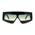 thumbnail image 2 of Womens Flat Top Thick Plastic Shield Rectangle Retro Futurism Sunglasses Black - Green Yellow, 2 of 4