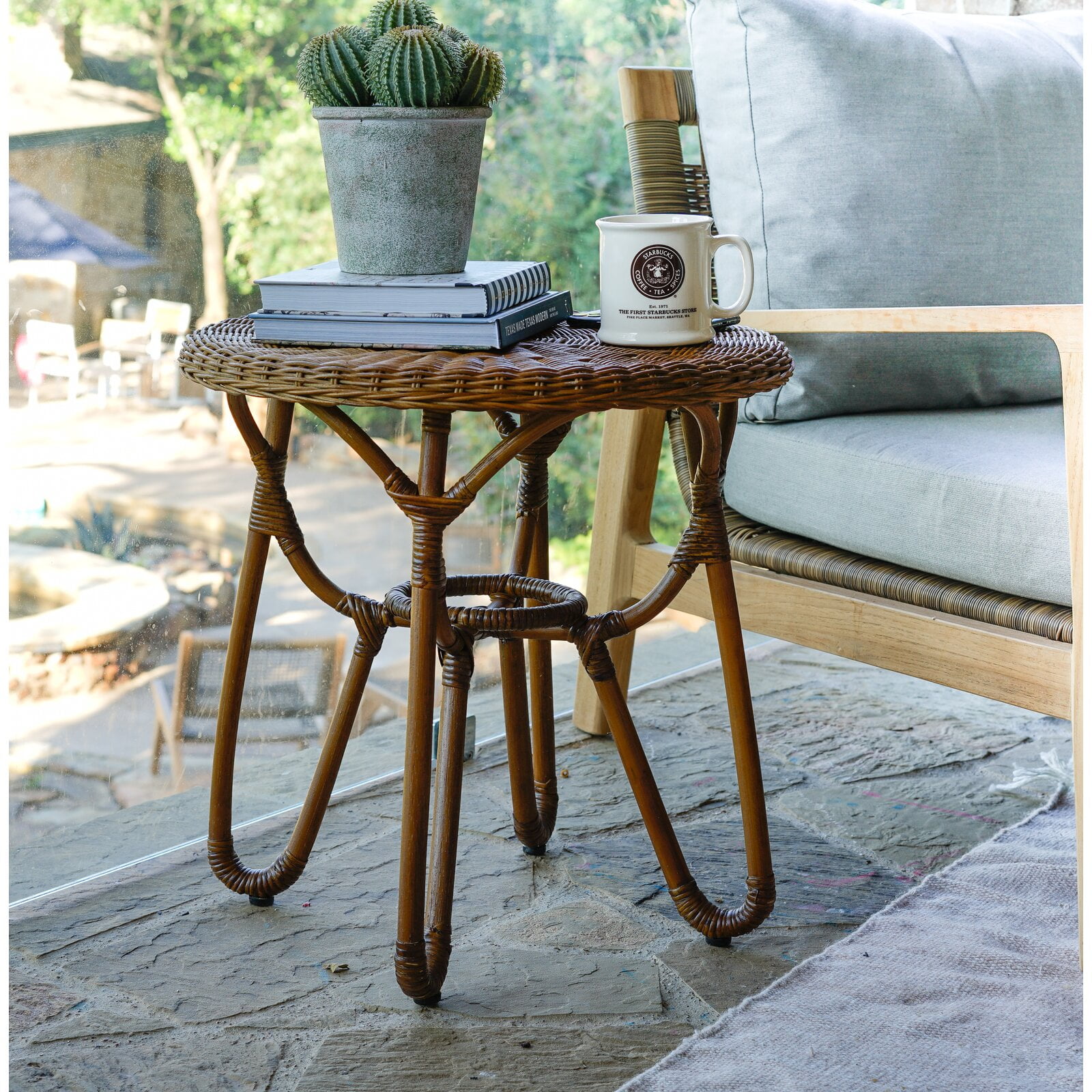 Seguin Rattan Side Table, Outer Frame Material Wicker/Rattan, Can be