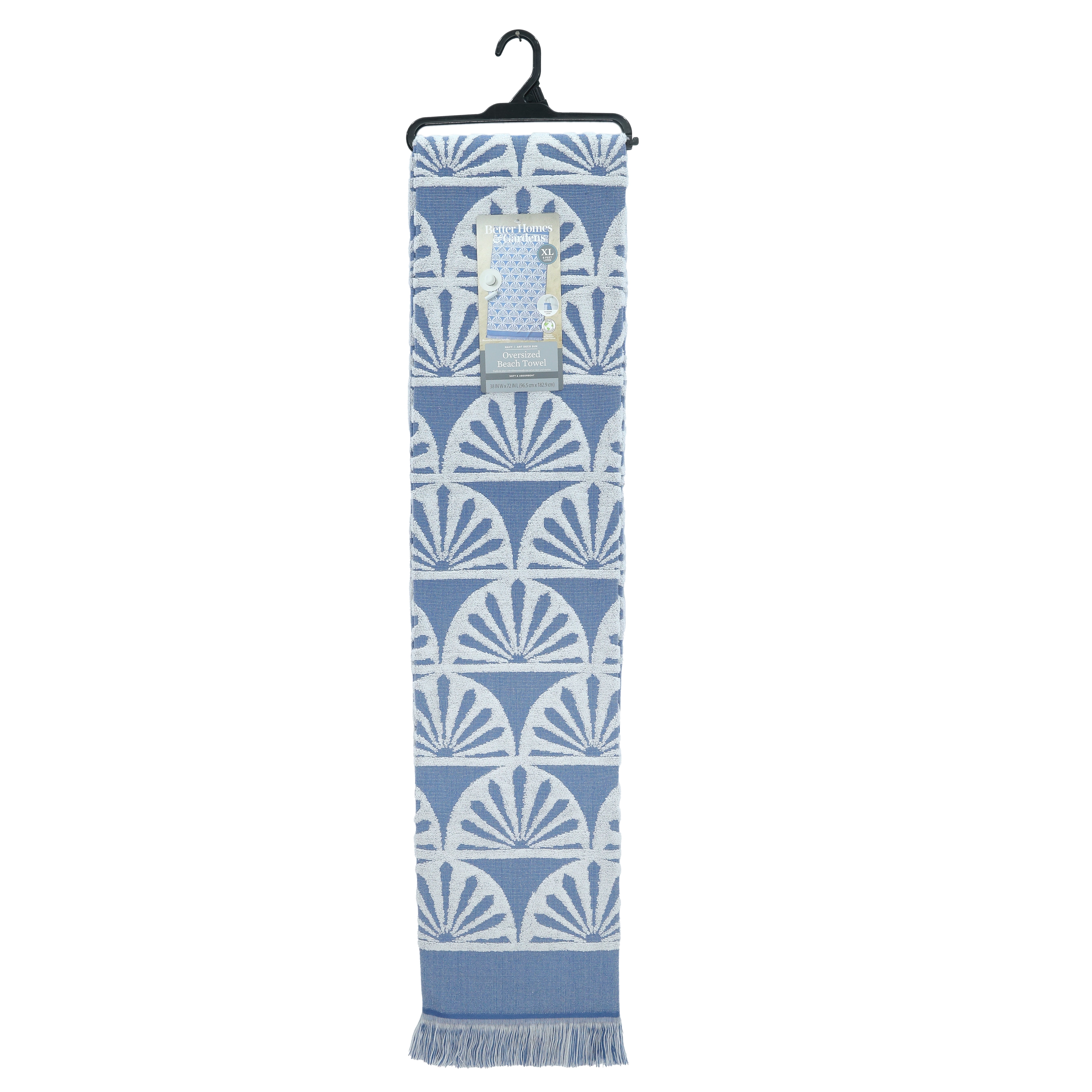 Better Homes & Gardens Oversized Navy Sun Print Cotton Blend Beach Towel, 38" x 72"