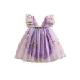 thumbnail image 1 of WIFORNT Barboteuse pour Bébés Filles Robe en Maille Broderie Fleur Papillon Sans Manches Col Carré Combinaison Adorable, 1 of 9