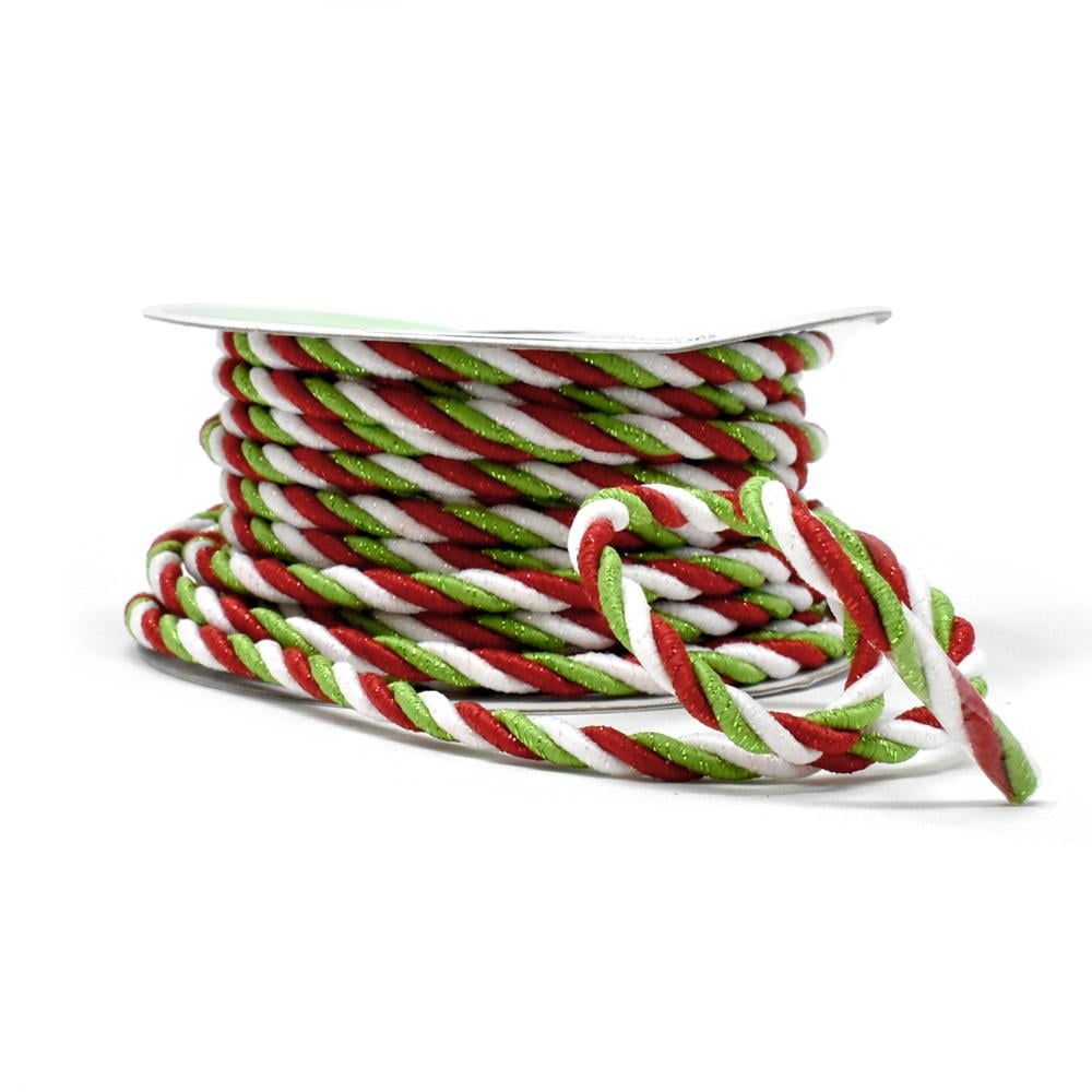 Braided Cord Christmas Ribbon, MultiColor, 3/8Inch, 10Yard